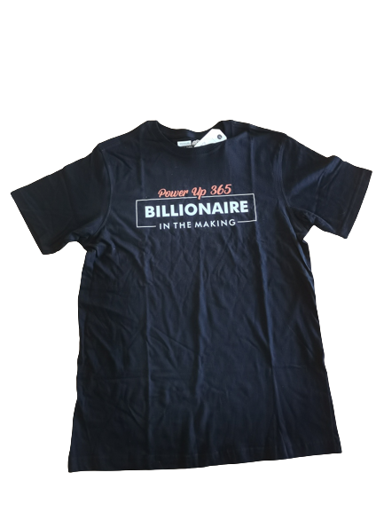 power up 365 billionaire t-shirt red on black